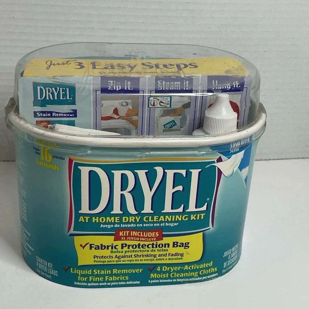 Dryel Original At Home Dry Cleaning Kit 4 Loads 16 Garments New NOS Clean Breeze